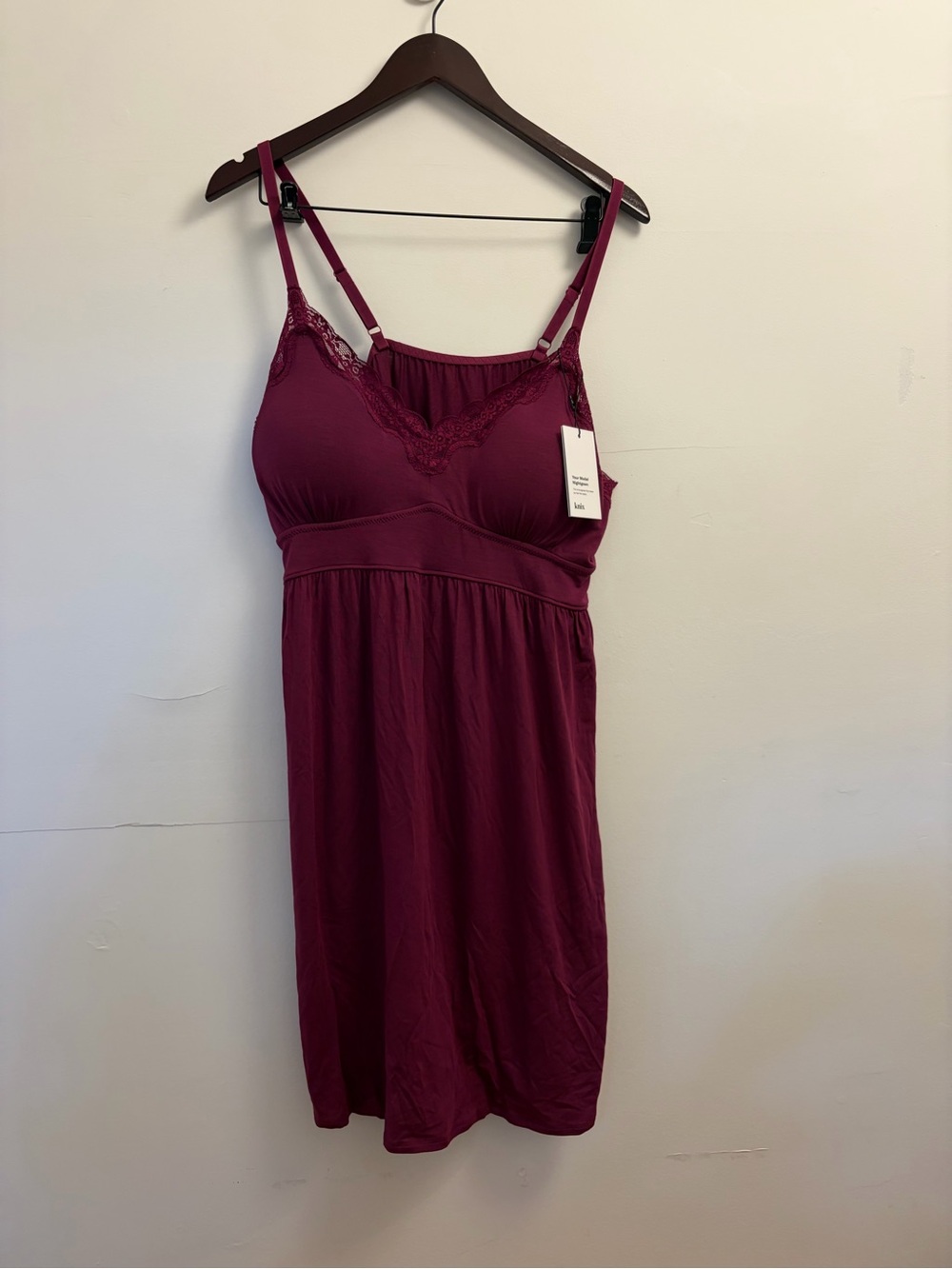 knix Lace-Trim Sleep Chemise - Burgundy